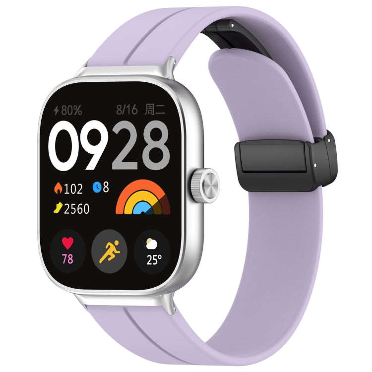 For Xiaomi Smart Band 9 Pro / 8 Pro Groove Folding Magnetic Buckle Silicone Watch Band(Purple)