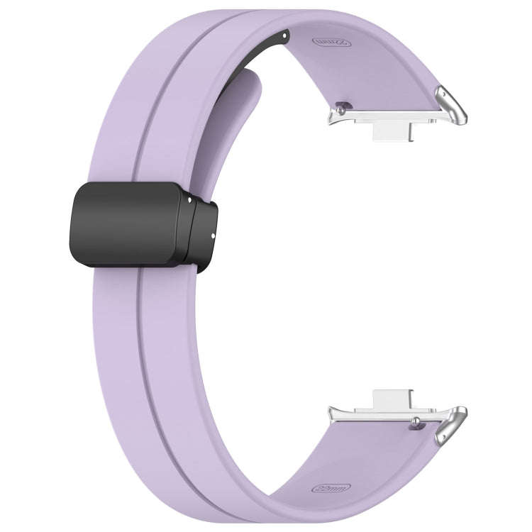 For Xiaomi Smart Band 9 Pro / 8 Pro Groove Folding Magnetic Buckle Silicone Watch Band(Purple)
