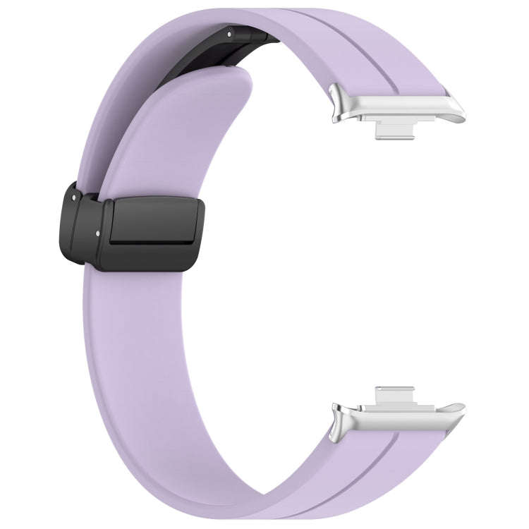 For Xiaomi Smart Band 9 Pro / 8 Pro Groove Folding Magnetic Buckle Silicone Watch Band(Purple)
