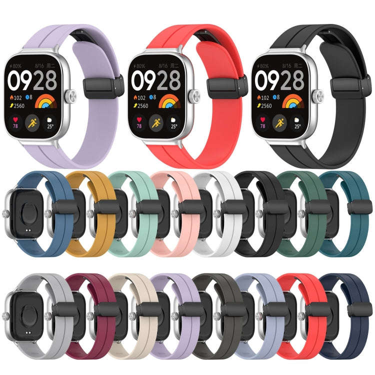 For Redmi Watch 4 / Watch 5 Groove Folding Magnetic Buckle Silicone Watch Band(Dark Blue)