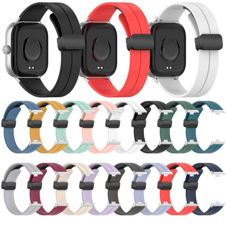 For Redmi Watch 4 / Watch 5 Groove Folding Magnetic Buckle Silicone Watch Band(Dark Blue)