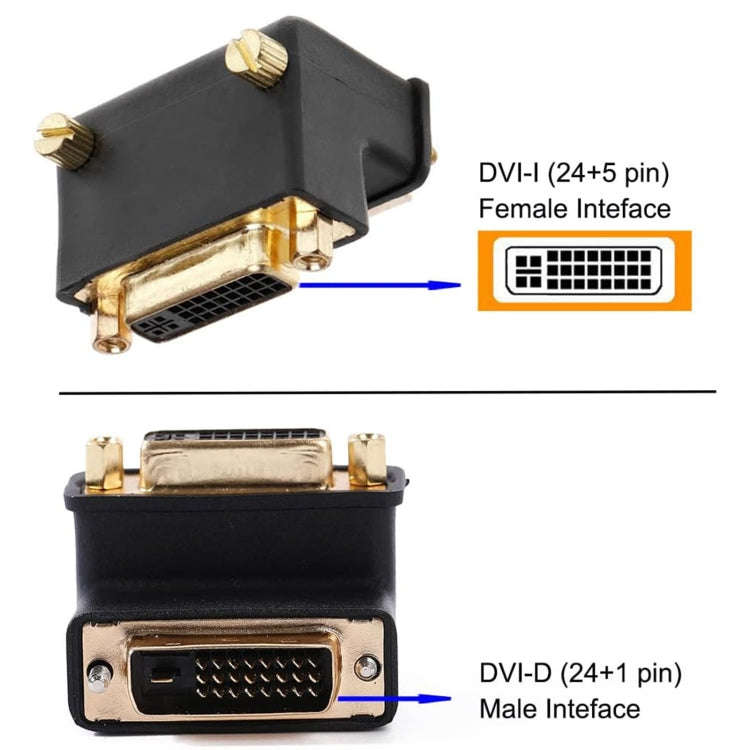 90 Degree Right Angled DVI 24+5 DVI-I Digital Dual Link Male To Female Extension Adapter for HDTV...