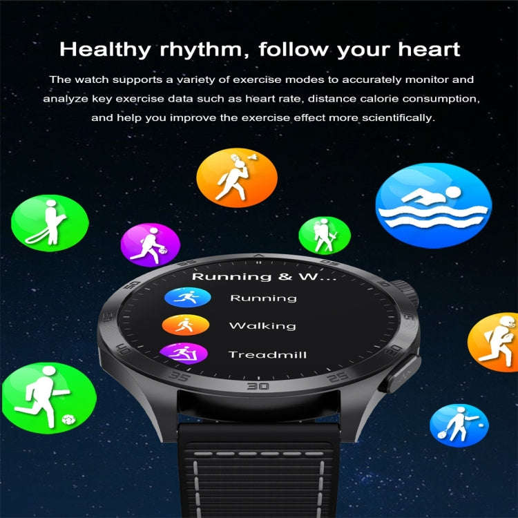 ET485 1.43 inch Color Screen Smart Watch Silicone Strap, Support Bluetooth Call / Micro-physical ...