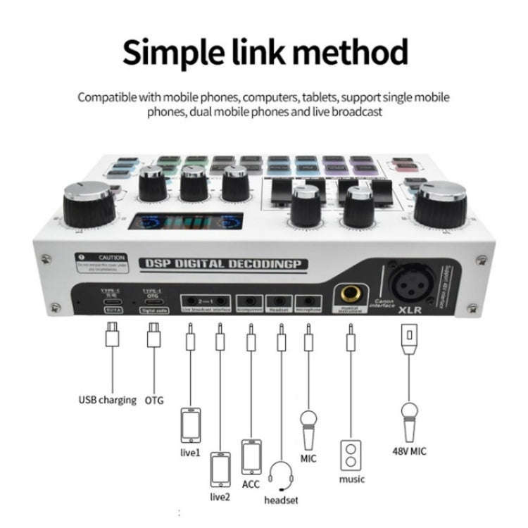 X7 48V Live Broadcast Audio Mixer Professional Microphone Live Sound Card