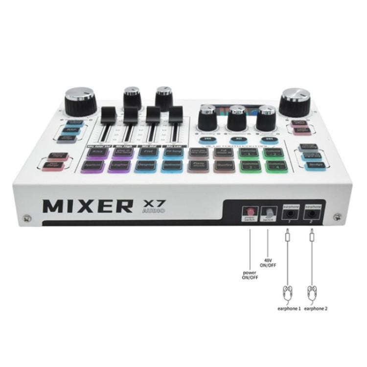 X7 48V Live Broadcast Audio Mixer Professional Microphone Live Sound Card