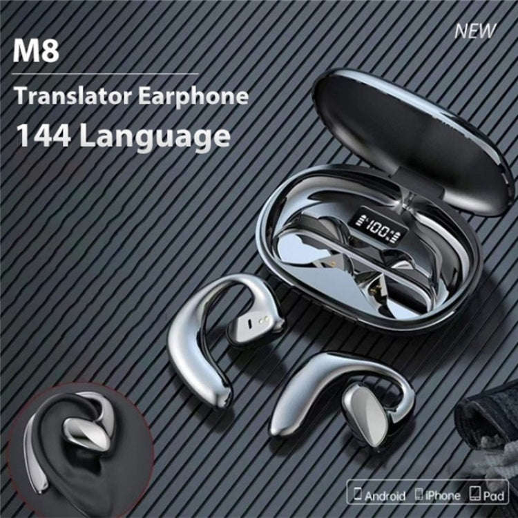 M8 Noise Reduction Smart Voice Translator TWS Bluetooth Headset 144 Languages Translation Earphon...