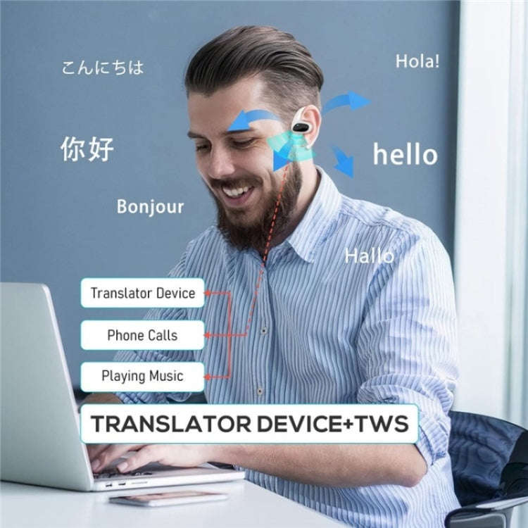 M8 Noise Reduction Smart Voice Translator TWS Bluetooth Headset 144 Languages Translation Earphon...