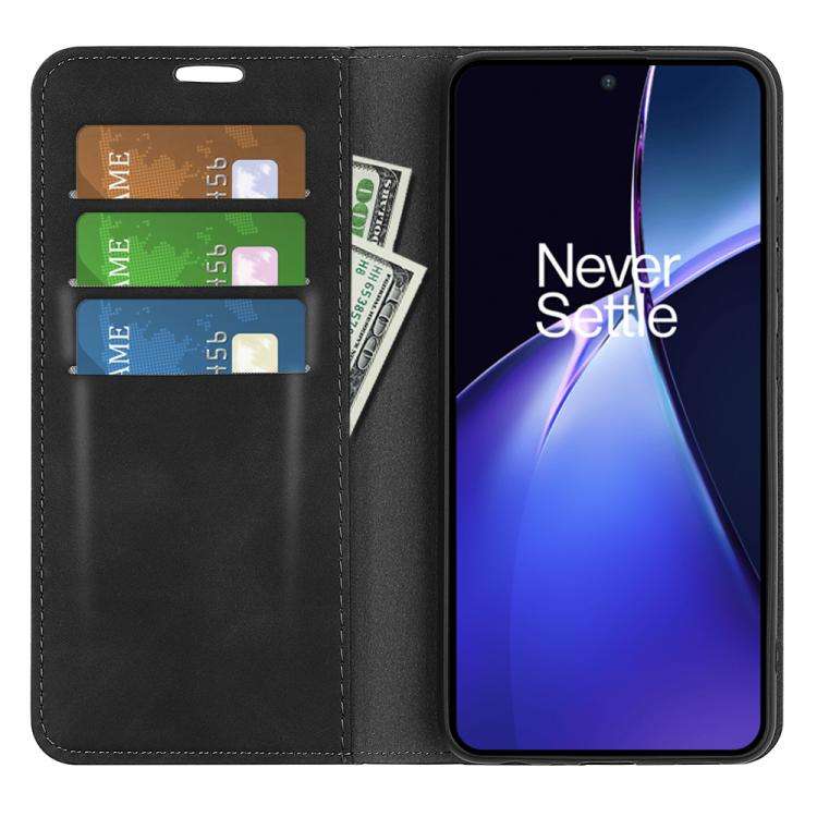 For OnePlus Nord CE4 Lite 5G Retro-skin Magnetic Suction Leather Phone Case(Black)