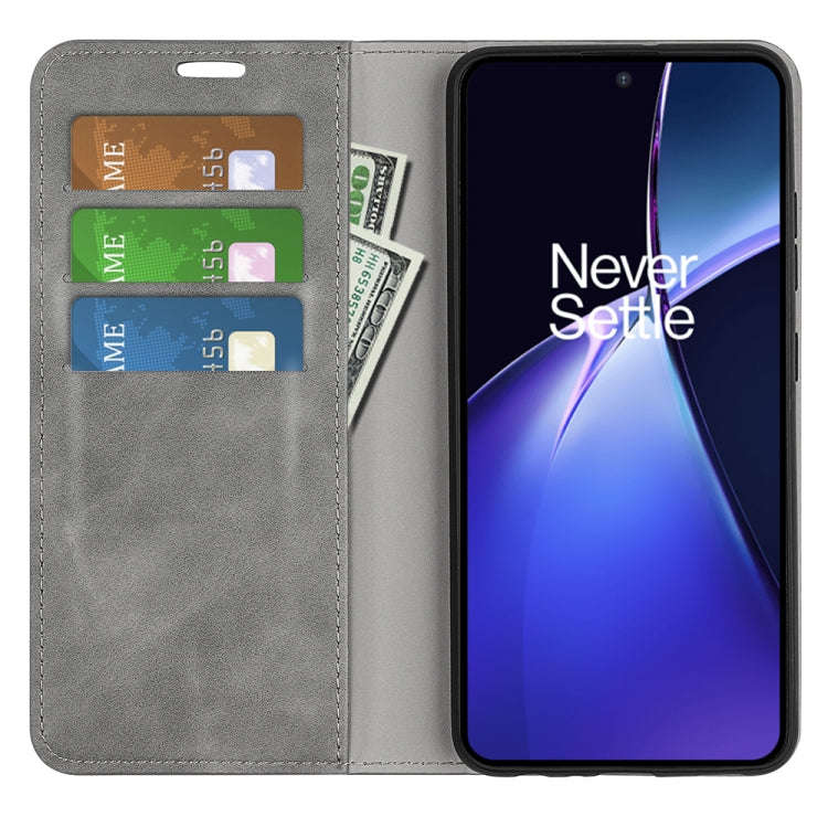 For OnePlus Nord CE4 Lite 5G Retro-skin Magnetic Suction Leather Phone Case(Grey)