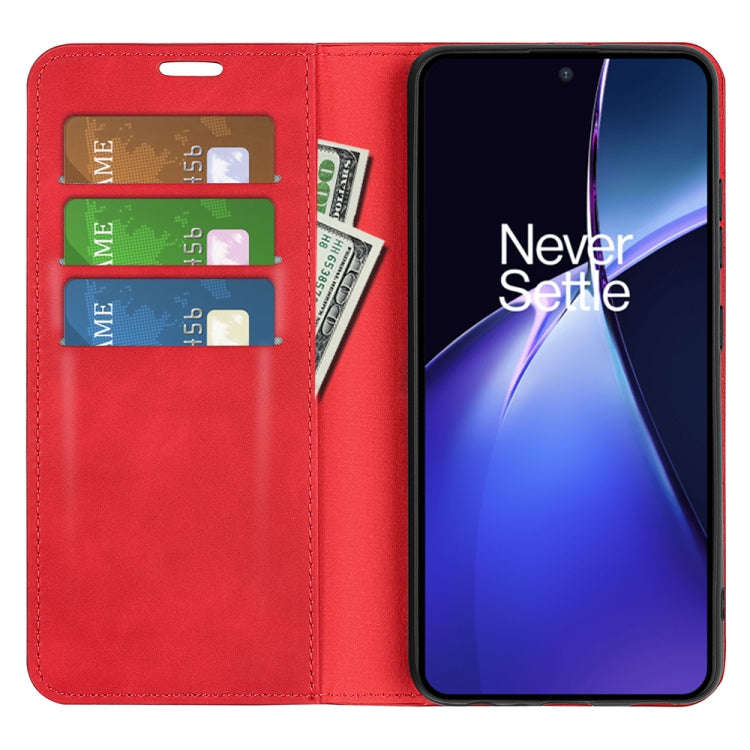 For OnePlus Nord CE4 Lite 5G Retro-skin Magnetic Suction Leather Phone Case(Red)