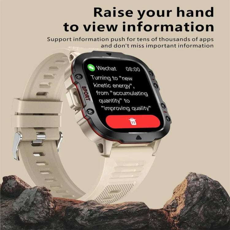 QX11 1.96 inch Color Screen Smart Watch Silicone Strap Support Bluetooth Call(Khaki)