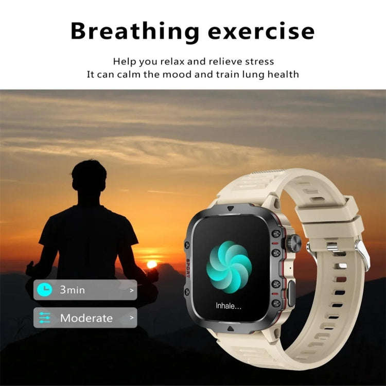 QX11 1.96 inch Color Screen Smart Watch Silicone Strap Support Bluetooth Call(Khaki)