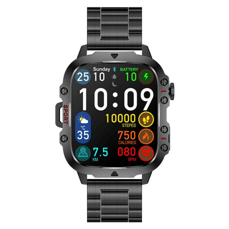 QX11 1.96 inch Color Screen Smart Watch Steel Strap Support Bluetooth Call(Black)