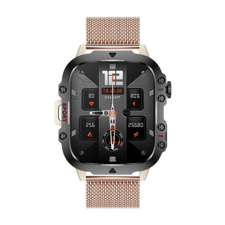 QX11 1.96 inch Color Screen Smart Watch Milan Steel Strap Support Bluetooth Call(Gold)