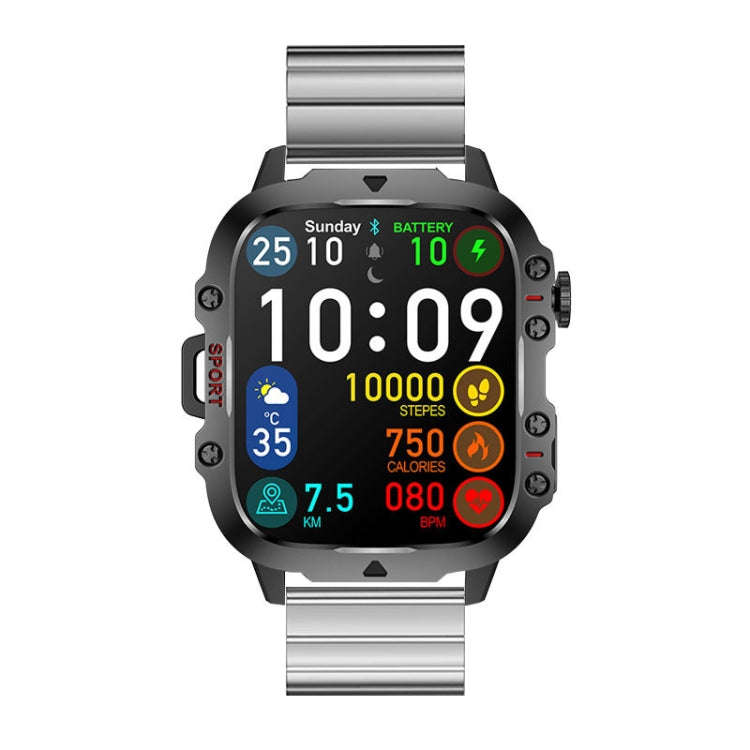 QX11 1.96 inch Color Screen Smart Watch Slub Steel Strap Support Bluetooth Call(Silver)