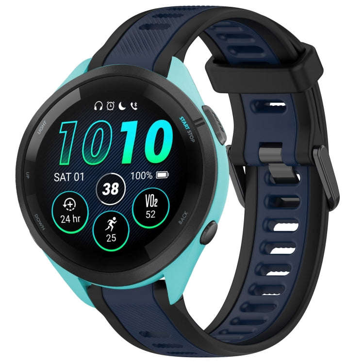 For Garmin Forerunner 265 22mm Two Color Textured Silicone Watch Band(Midnight Blue+Black)