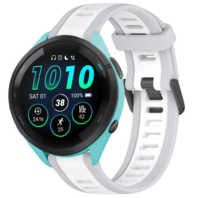 For Garmin Forerunner 265 22mm Two Color Textured Silicone Watch Band(White+Grey)