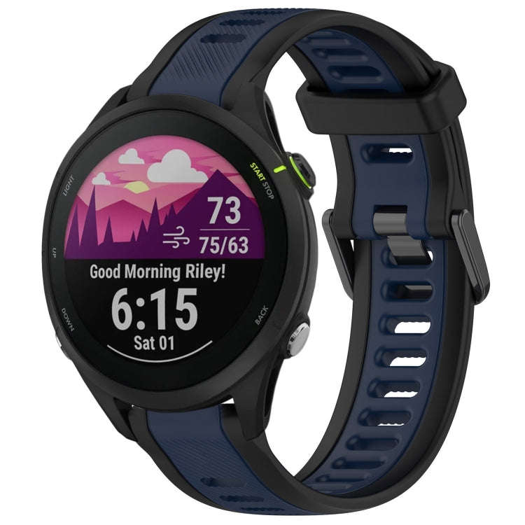 For Garmin Forerunner 255 22mm Two Color Textured Silicone Watch Band(Midnight Blue+Black)