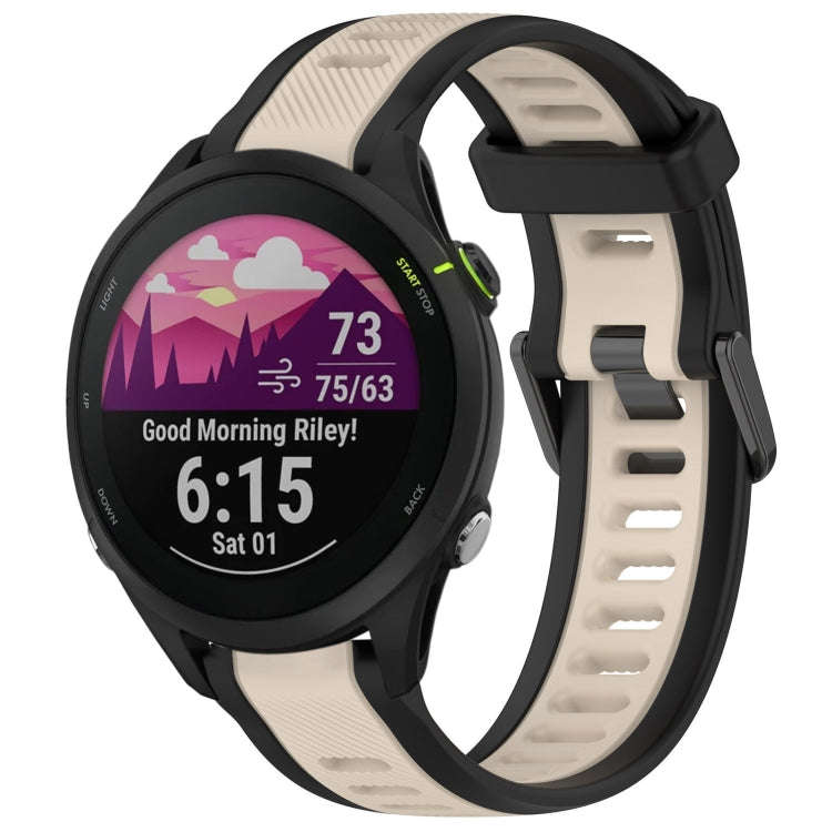 For Garmin Forerunner 255 22mm Two Color Textured Silicone Watch Band(Starlight + Black)