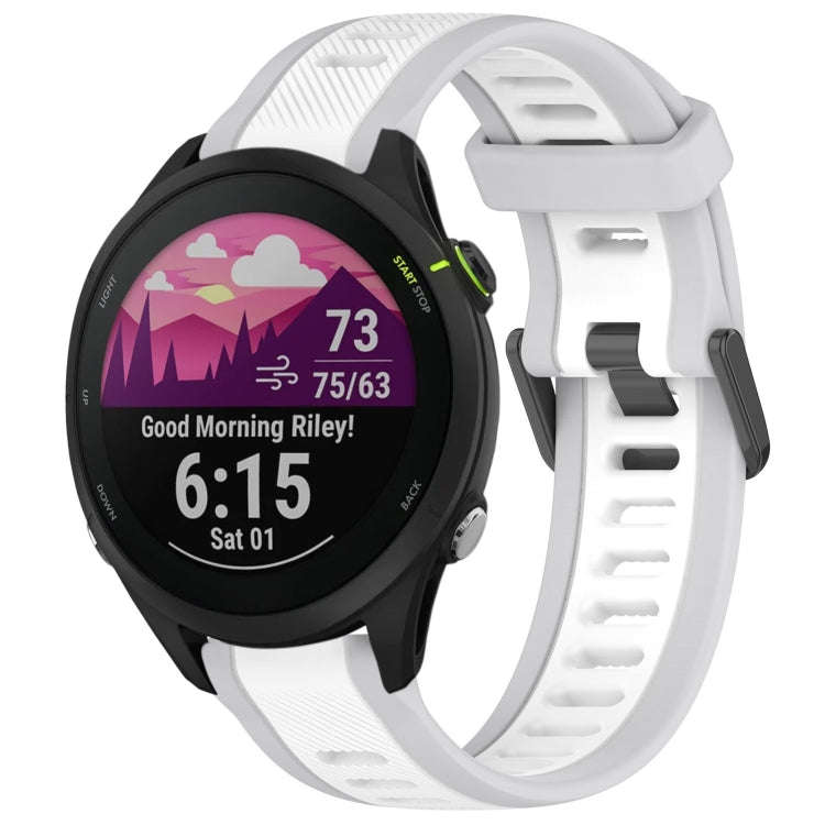 For Garmin Forerunner 255 22mm Two Color Textured Silicone Watch Band(White+Grey)