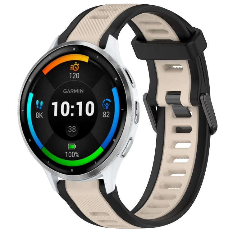 For Garmin Venu 3 22mm Two Color Textured Silicone Watch Band(Starlight + Black)