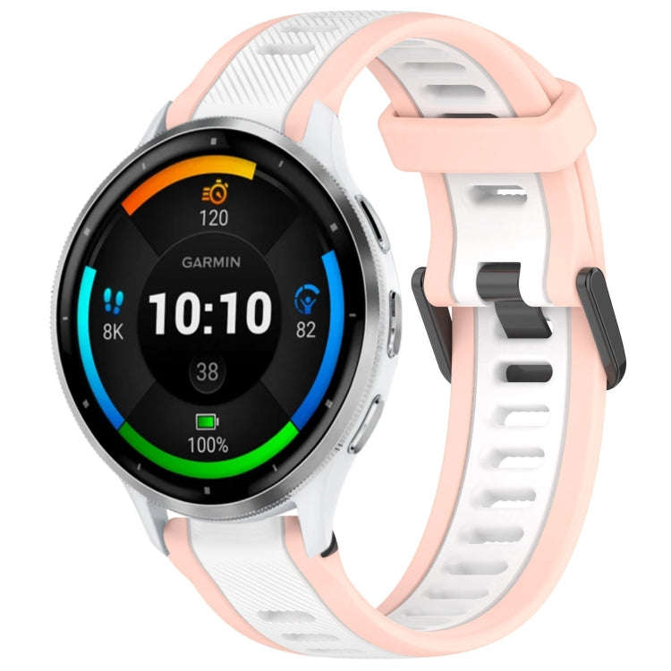 For Garmin Venu 3 22mm Two Color Textured Silicone Watch Band(White+Pink)
