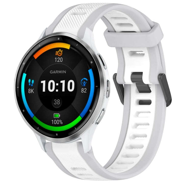 For Garmin Venu 3 22mm Two Color Textured Silicone Watch Band(White+Grey)