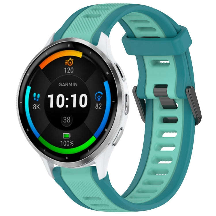 For Garmin Venu 3 22mm Two Color Textured Silicone Watch Band(Teal)