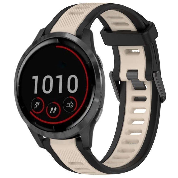 For Garmin Vivoactive 4 22mm Two Color Textured Silicone Watch Band(Starlight + Black)