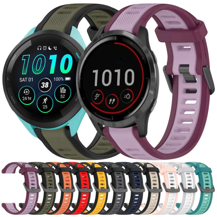 For Garmin Forerunner 255 Music 22mm Two Color Textured Silicone Watch Band(Orange+Black)