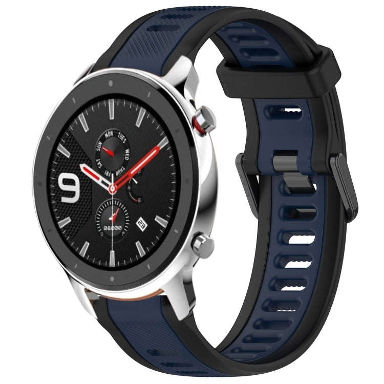 For Amazfit GTR 4 22mm Two-Color Textured Silicone Watch Band(Midnight Blue+Black)