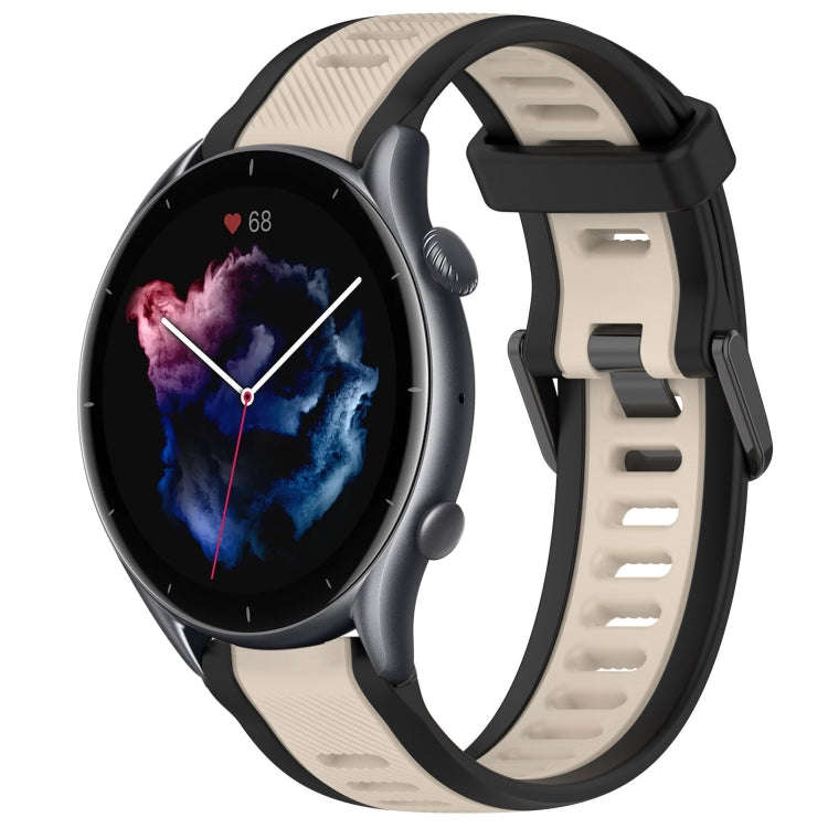 For Amazfit GTR 3 Pro 22mm Two-Color Textured Silicone Watch Band(Starlight + Black)