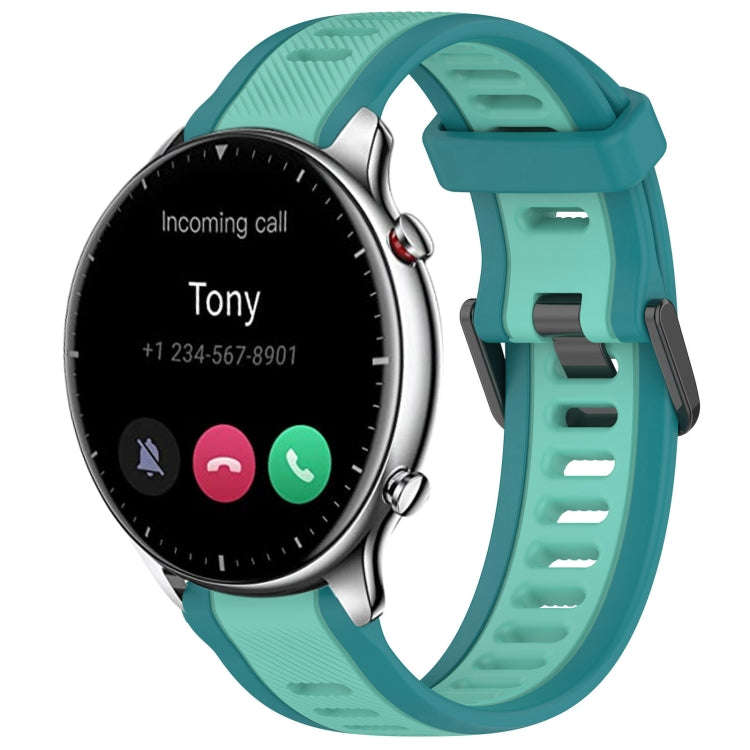 For Amazfit GTR 2 22mm Two-Color Textured Silicone Watch Band(Water Duck)