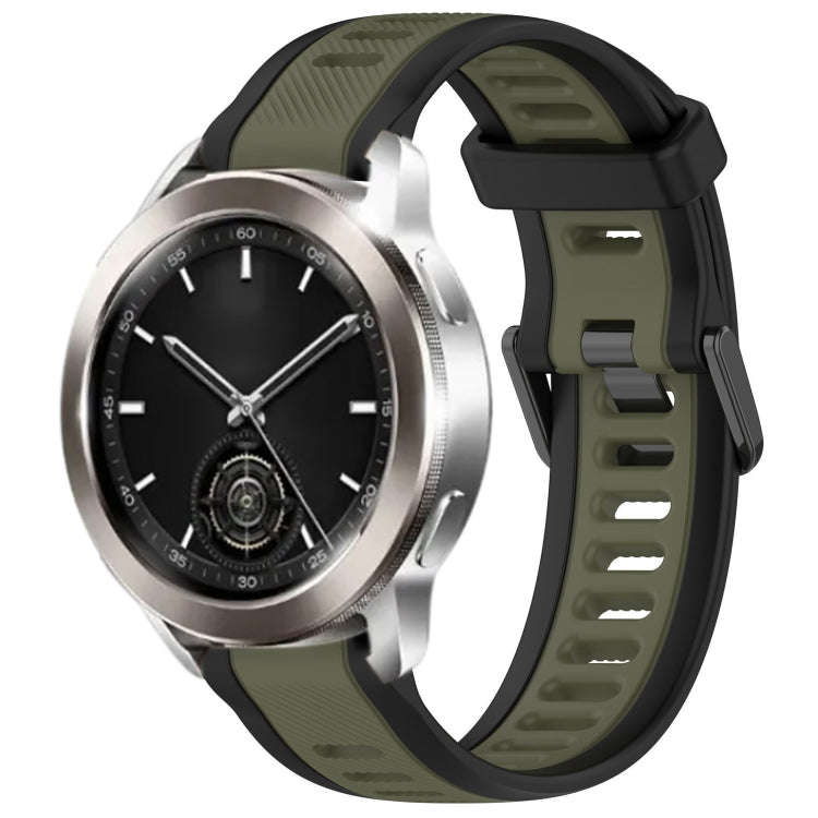 For Xiaomi Watch S3 22mm Two Color Textured Silicone Watch Band(Green+Black)