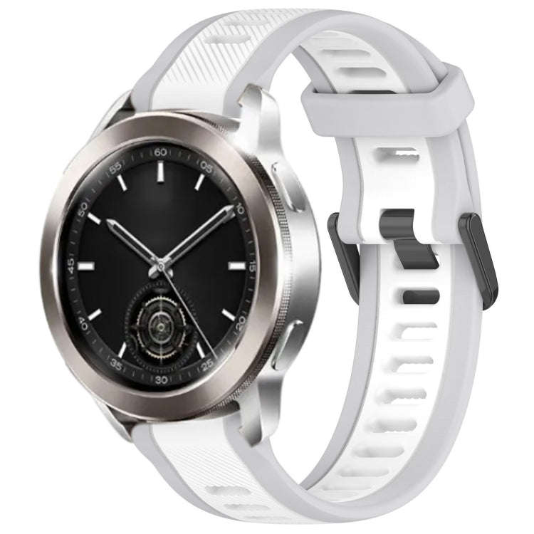 For Xiaomi Watch S3 22mm Two Color Textured Silicone Watch Band(White+Grey)