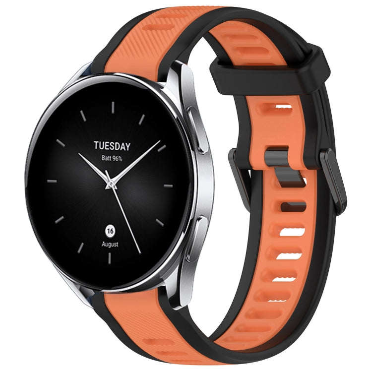 For Xiaomi Watch S2 22mm Two Color Textured Silicone Watch Band(Orange+Black)