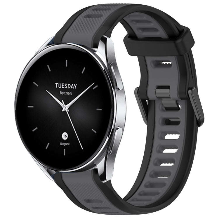 For Xiaomi Watch S2 22mm Two Color Textured Silicone Watch Band(Grey+Black)