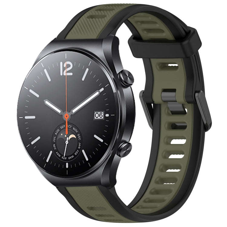 For Xiaomi MI Watch S1 22mm Two Color Textured Silicone Watch Band(Green+Black)