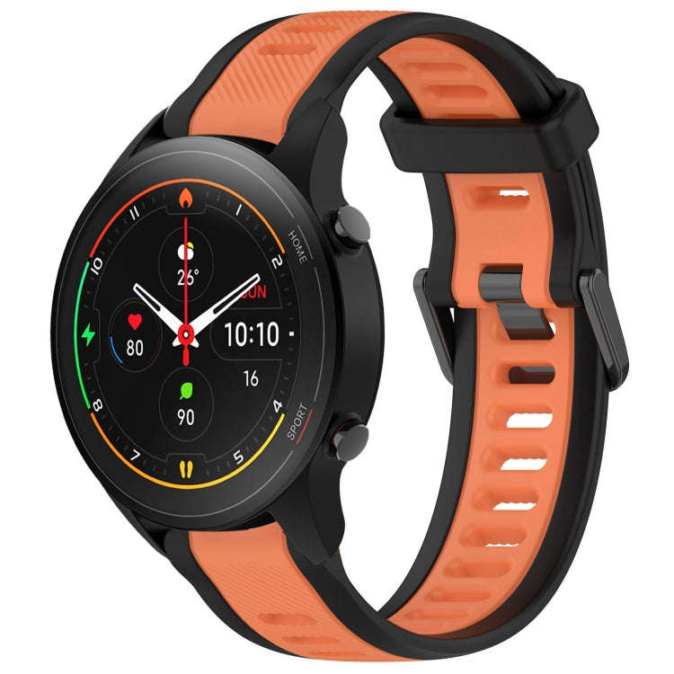 For Xiaomi MI Watch S1 Pro 22mm Two Color Textured Silicone Watch Band(Orange+Black)