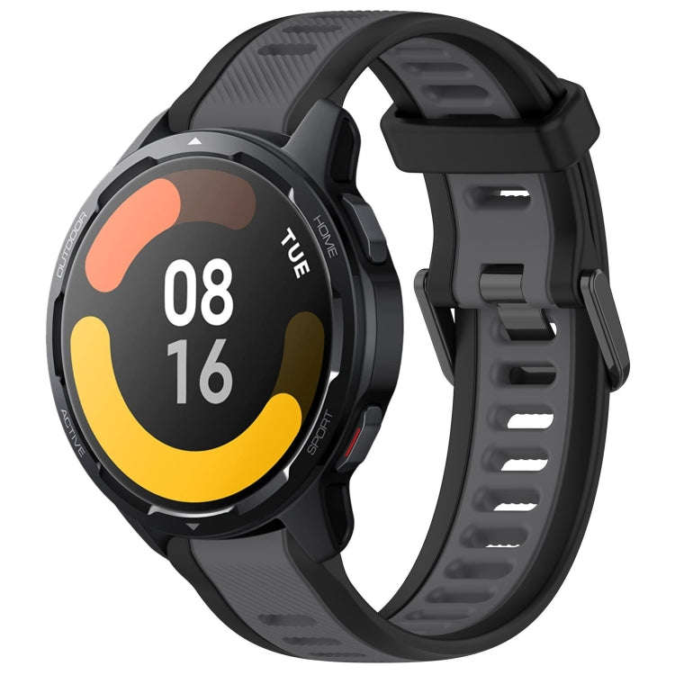 For Xiaomi Watch S1 Active 22mm Two Color Textured Silicone Watch Band(Grey+Black)