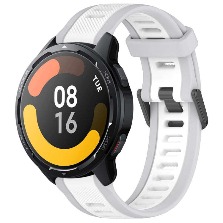 For Xiaomi Watch S1 Active 22mm Two Color Textured Silicone Watch Band(White+Grey)
