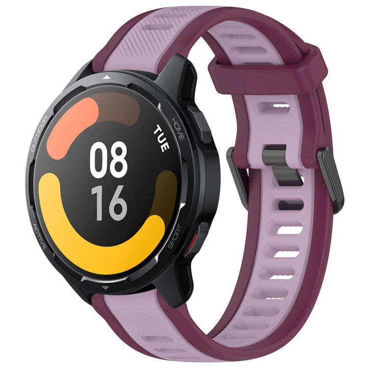 For Xiaomi Watch S1 Active 22mm Two Color Textured Silicone Watch Band(Purple)