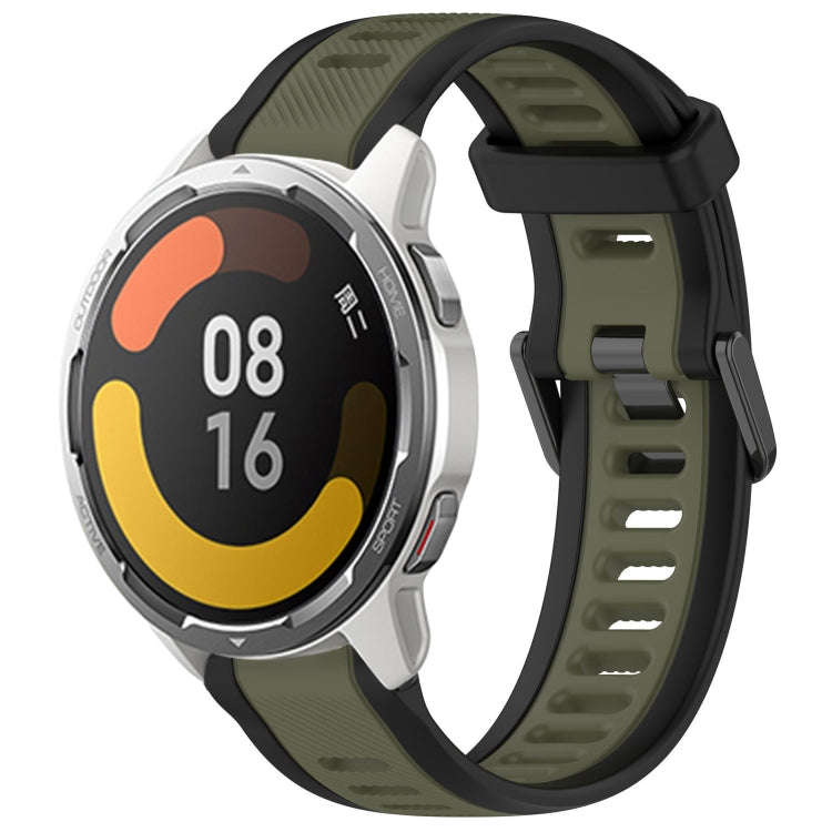 For Xiaomi MI Watch Color 2 22mm Two Color Textured Silicone Watch Band(Green+Black)