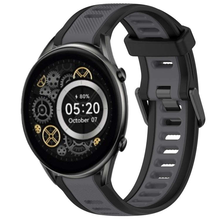 For Xiaomi Haylou RT2 LS10 22mm Two Color Textured Silicone Watch Band(Grey+Black)