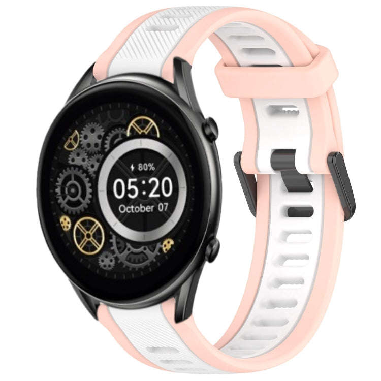 For Xiaomi Haylou RT2 LS10 22mm Two Color Textured Silicone Watch Band(White+Pink)
