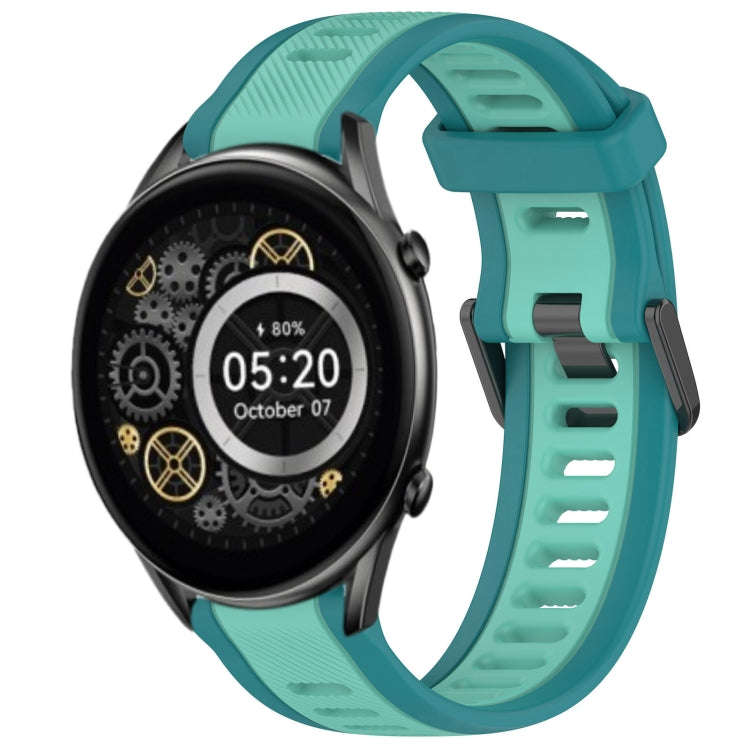 For Xiaomi Haylou RT2 LS10 22mm Two Color Textured Silicone Watch Band(Teal)