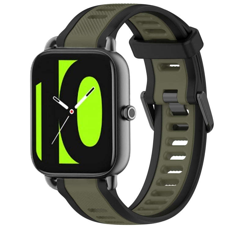 For Xiaomi Haylou RS4 LS12 22mm Two Color Textured Silicone Watch Band(Green+Black)