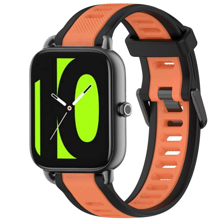 For Xiaomi Haylou RS4 LS12 22mm Two Color Textured Silicone Watch Band(Orange+Black)