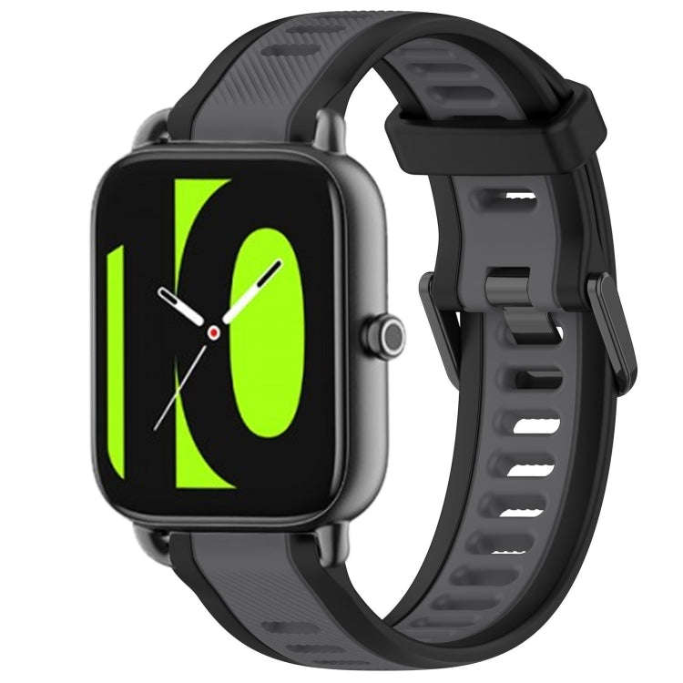 For Xiaomi Haylou RS4 LS12 22mm Two Color Textured Silicone Watch Band(Grey+Black)