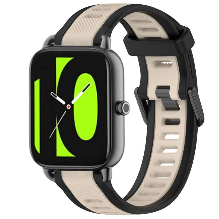 For Xiaomi Haylou RS4 LS12 22mm Two Color Textured Silicone Watch Band(Starlight + Black)